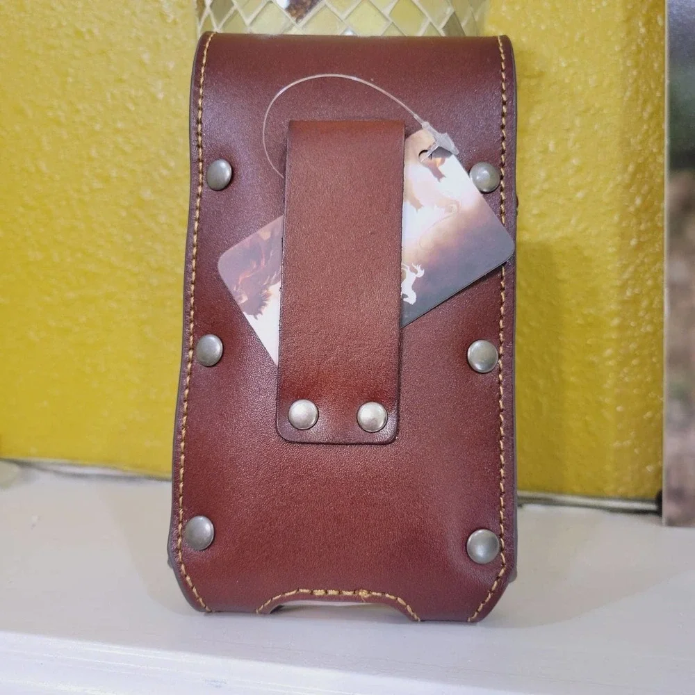 Montana West Genuine Leather Belt Loop Cell Phone Holder Holster Case Med Brown